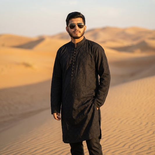 Black Kurta with Trouser | Chikankari