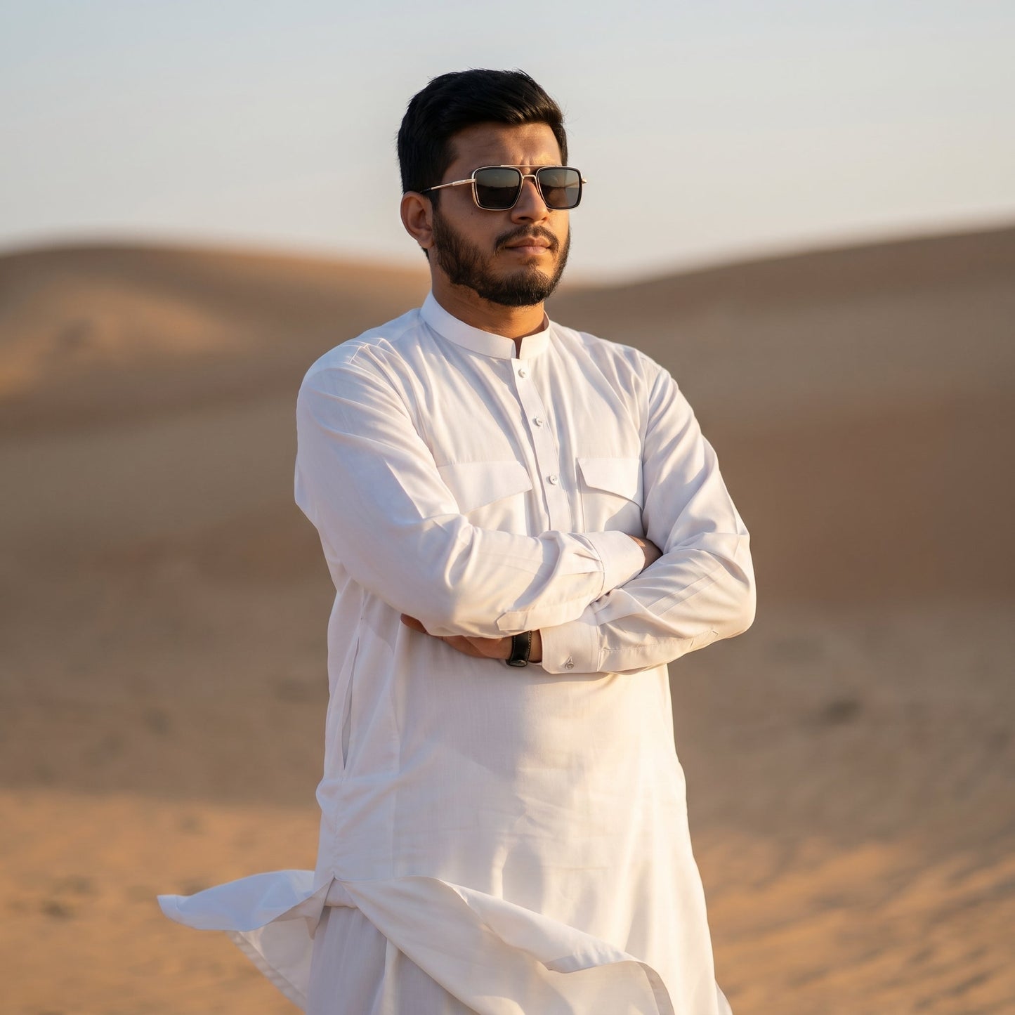 Soft Wash & Wear Double Pocket Straight Kurta with Bootcut Pants – White
